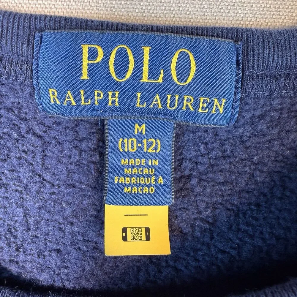 Polo Ralph Lauren Kids Navy Blue Graphic Logo Crewneck Sweatshirt Size Med 10/12